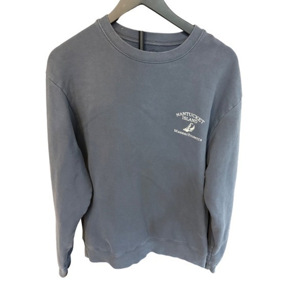 Brandy Melville Nantucket Island Massachusetts Crew Sweatshirt Blue Sailboat